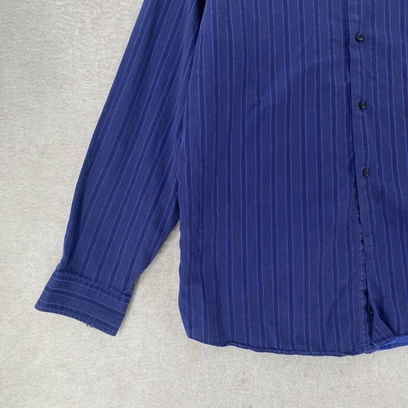 Ben Sherman Shirt Mens 15.5 Button Up Long Sleeve Blue Striped 34-35 - Picture 6 of 13